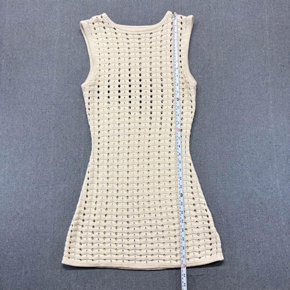 Cotton On Cream Crochet Knit Mini Dress Open Stitch Boho Festival Cover Up M - Picture 7 of 8